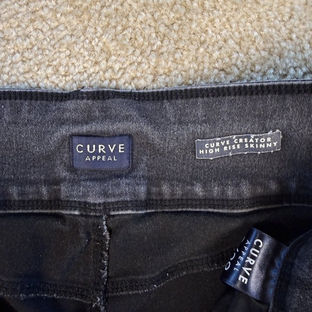 Curve Appeal Jeans Womens 8/29 Black Curve Creator High Rise Skinny Casual F398 - Picture 4 of 13
